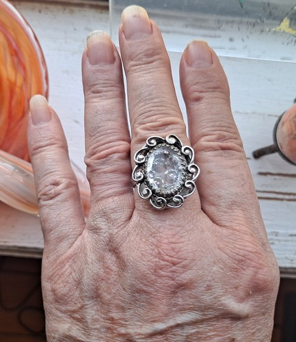 Vintage Whiting & Davis Ring Adjustable(Max Sz 8) Silver Tone Rare Beauty Signed - 第 4/8 張圖片