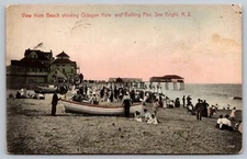 Postcard 1910 Octagon Hole Bathing Pier Sea Bright New Jersey A42