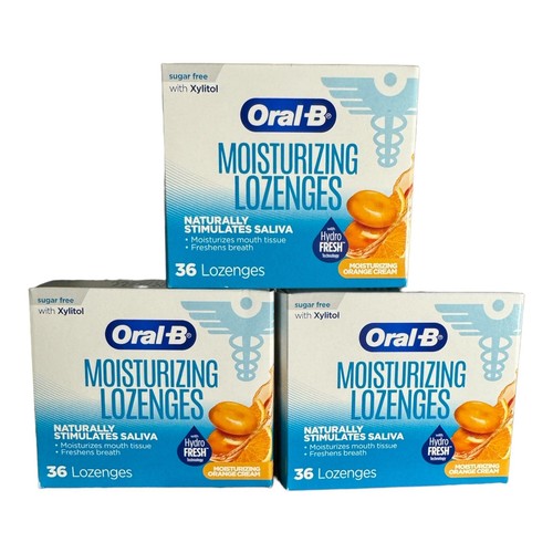 OralB Moisturizing Lozenges Sugar Free Xylitol Orange Cream Lot Of 3