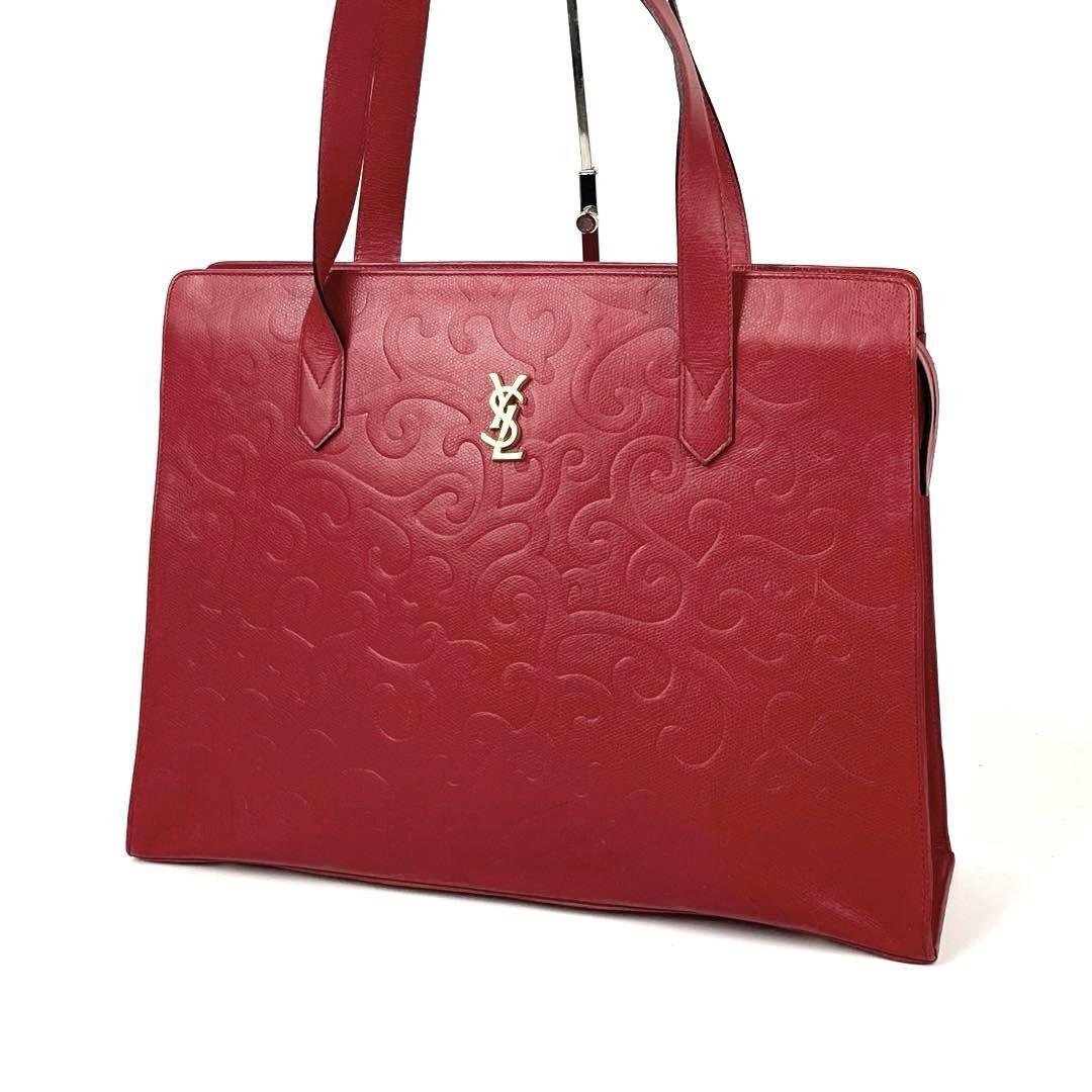 Borsa a tracolla Yves Saint Laurent YSL in pelle rossa vintage dal Giappone