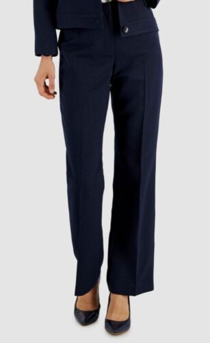 Le Suit Women's Blue Solid Straight-Leg Heathered Suit Separate Pants Size 4P