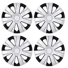 15" 4*WHEEL COVERS FULL RIM HUB CAPS FIT R15 TIRE & STEEL WHEELS BLACK SILVER US