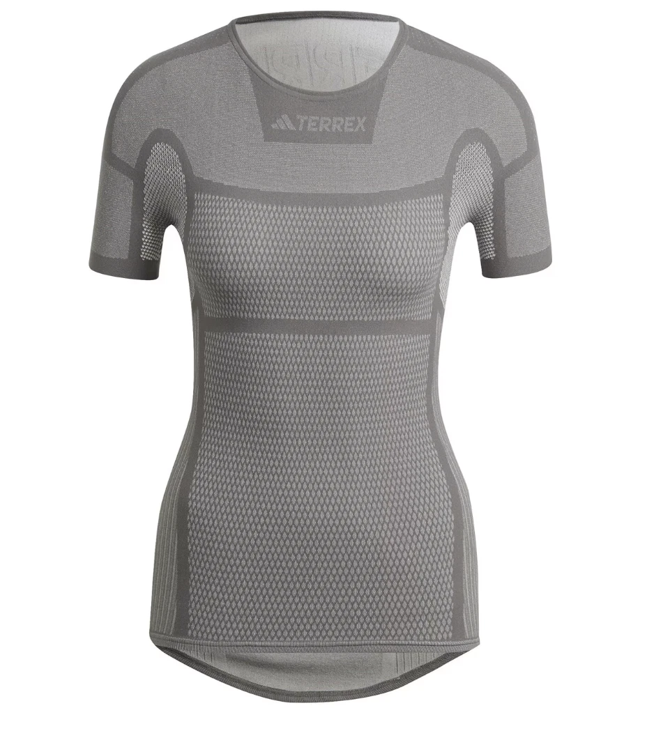 Adidas Terrex Ladies Trail Running short Sleeve Shirt Grey WHITE SIZE S L