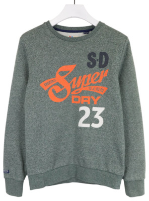 Superdry Sweatshirt Herren M Grau Logo Pullover Rundhals