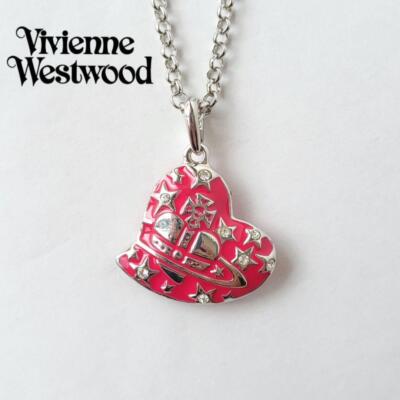 アクセサリー Vivienne Westwood DIAMANTE HEART PENDANT Vivienne Westwood Diamante Heart Necklace Pink No box Outlet