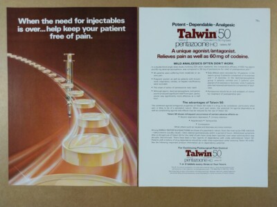 Talwin Generic 1979 Winthrop Talwin 50 Pentazocine vintage print Ad | eBay