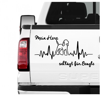 Beagle English Beagel Aufkleber Auto Herz Heartbeat Hundeaufkleber Hunde  Folie