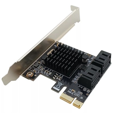 PCI-e X1 to SATA 3.0 Expansion Card 4 Port Controller Adapter Data Power Cablezy