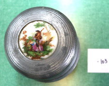 VINTAGE ANTIQUE  POWDER  MUSIC BOX Plays. Unususal heart band design. VIDEO