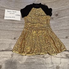 Double Platinum Gold Sequin Dance Dress Girls LC Performance Costume