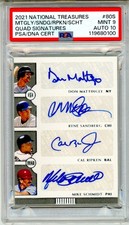 Matingly,Sandberg,Ripken,Schmidt 2021 NationalTreasuresQuadSigs#80S