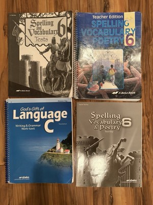 Abeka Spelling Vocabulary & Poetry 6 Teacher Ed Tests/Answer Key 3rd + Lang C
