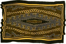 Vintage Reversible Fleece Blanket Navajo Yei Tribal Step Pattern Rare Tapestry