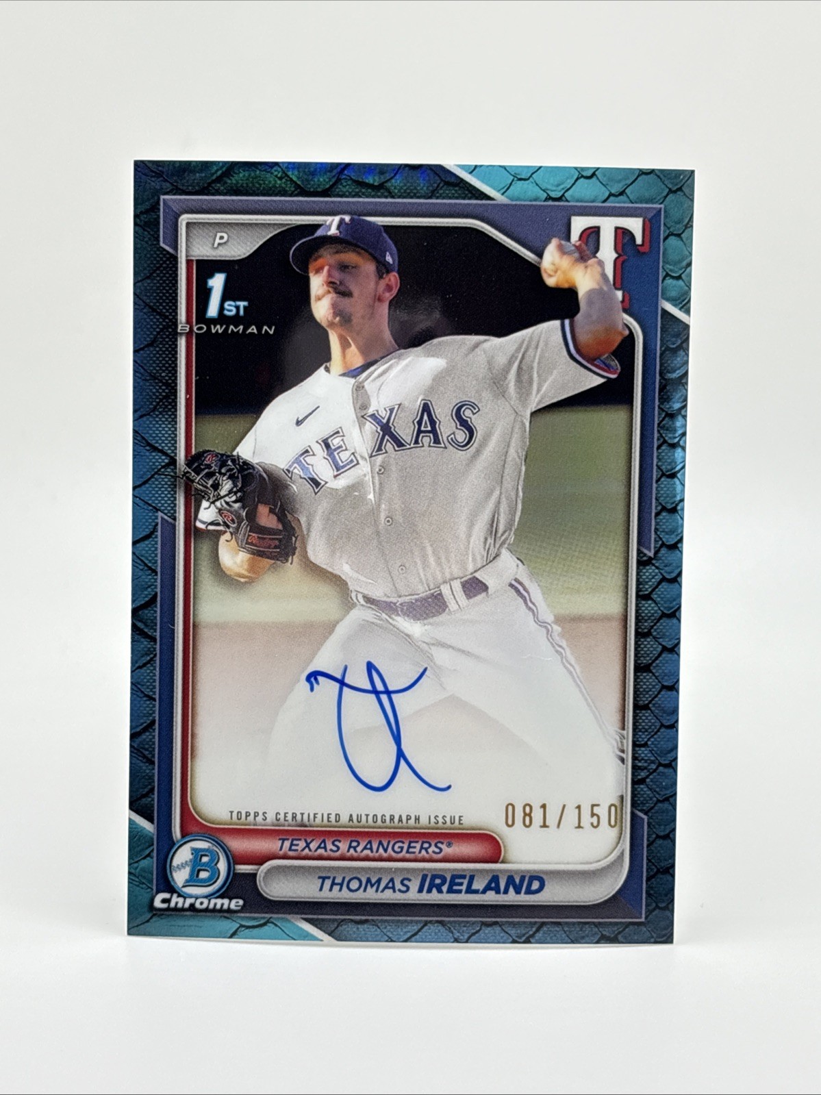2024 Bowman Chrome 1st Prospect #CPA-TI Thomas Ireland Blue Auto /150 Rangers