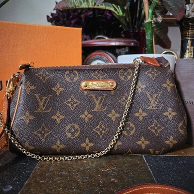 Louis Vuitton Eva Clutch Monogram Canvas Brown Crossbody Bag Handbag SD0172 Box