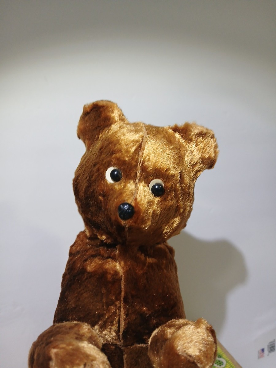 Vintage 1960s Wind-up Vibrate Russian Meabeab Bear Stuffed Toy