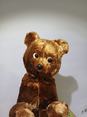 Saleロシア雑貨☆マトリョーシカ『Teddy bear』ウッドバーニングミラ作 Vintage 1960s Wind-up Vibrate Russian Meabeab Bear Stuffed Toy