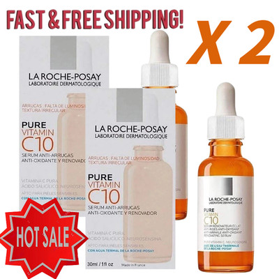 2X La Roche Posay 10% PURE VITAMIN C SERUM C10 Anti-Wrinkle Concentrate 30ml US~