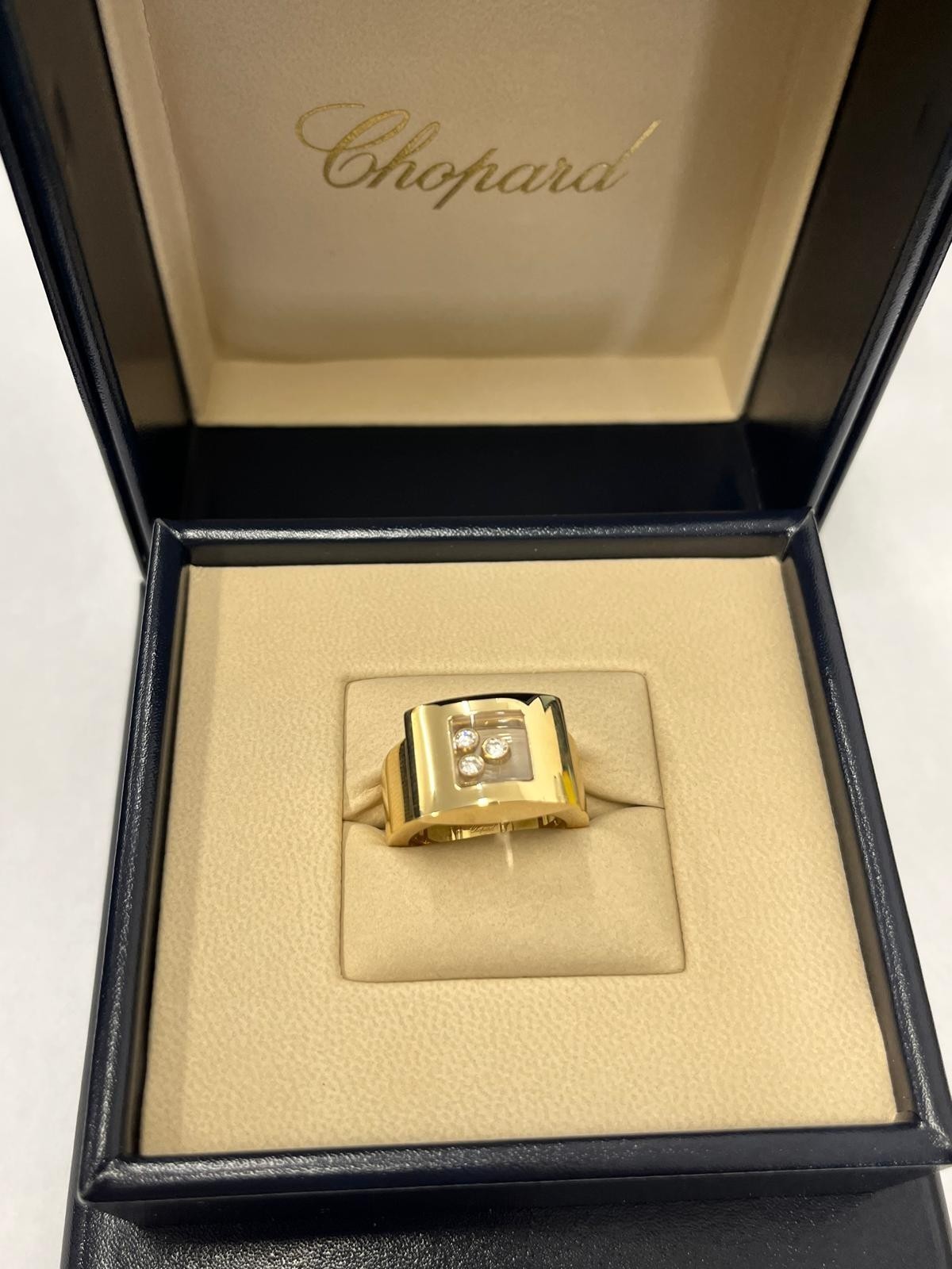 Chopard Happy Diamonds 18ct Gold Ring Set With 3 Floating Diamonds