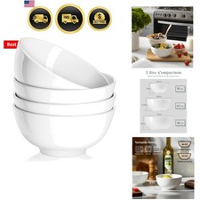 22 OZ White Ceramic Bowls Set of 4 - Perfect for Soup Bowls for Kitchen, Cere...