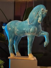 Große Keramikfigur – Pferd in Türkisblau / Keramik (Terrakotta, glasiert)