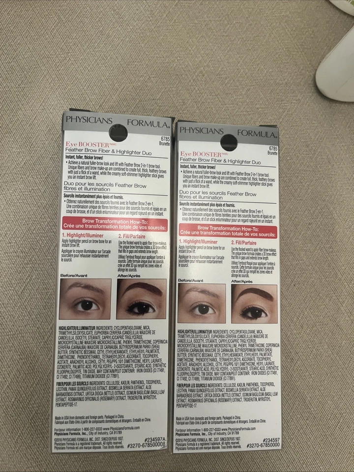 2 Physicians Formula Feather Brow 6785 BRUNETTE Fiber & Highlighter 2-in-1 Duo - Image 2 of 2