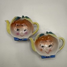VTG I WILL HOLD THE TEA BAG Teapot Shaped Ceramic Anthropomorphic Tea Bag Holder