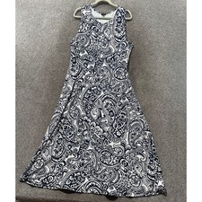 Talbots Maxi Dress XL Paisley Sleeveless Keyhole Cotton Boho Coastal Casual