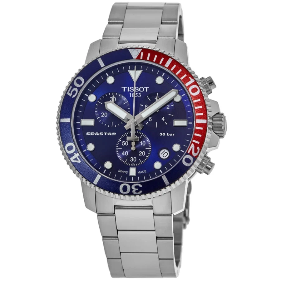 Nuevo reloj para hombre Tissot Seastar 1000 cronógrafo esfera azul T120.417.11.041.03