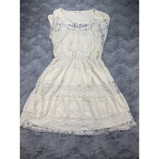 Margo & Sebastian Cream Lace Sleeveless Dress Women's Size M Summer