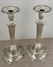 PAIR RARE 12" GORHAM ART DECO RENAISSANCE PATTERN STERLING CANDLESTICKS 1923/24