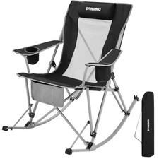  Rocking Camping Chair, High Mesh Mesh 1 Pack Black Grey RockEase Mesh Wide