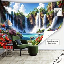 1pc Extra Large Waterfall Landscape Tapestry - Tropical Jungle Wall Hanging with