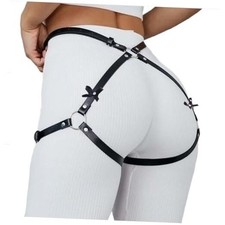 Punk Leather Thigh Harness  Garter Belt for Women - Body Harness Black2