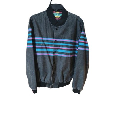 Vtg Wrangler Brushpopper Mens Jacket Size L Western Cowboy Striped Aztec Bomber
