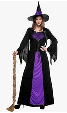 Colorful House Women Wicked Witch Costume Purple Sorceress Dress Size Small New