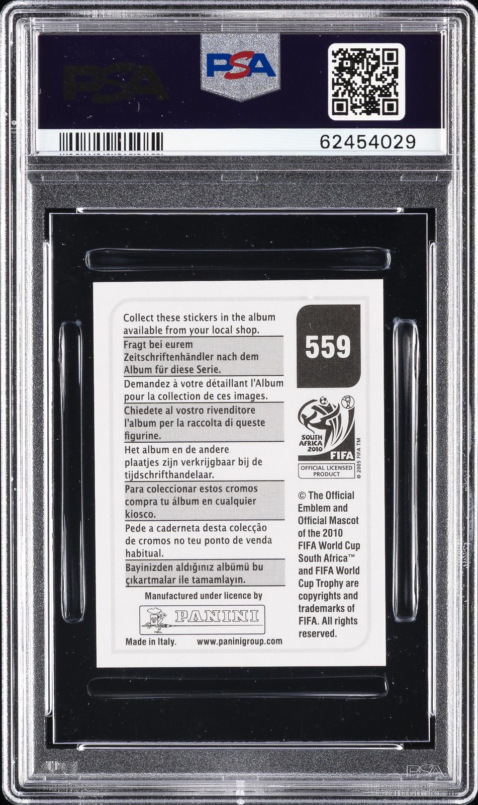 2010 PANINI SOUTH AFRICA FIFA WORLD CUP STICKER #559 CRISTIANO RONALDO PSA 10 view 2