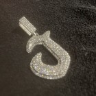Mens Custom "J" Letter Pendant 2Ct Round Cut Real Moissanite 925 Sterling Silver — photo 2