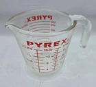 Vintage Pyrex Sz. 2 Cup Glass Measuring Cup Red Lettering Made in USA