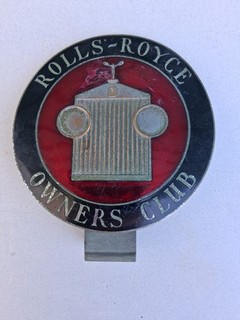 USED VINTAGE ROLLS ROYCE OWNERS CLUB CAR GRILLE BADGE