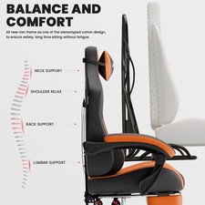 Gaming Chair Massage,Ergonomic PC Computer Chair Footrest Comfortable 5