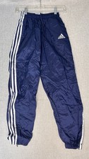 Adidas Track Pants Vintage Y2K Youth Med Navy Blue Windbreaker Joggers