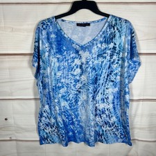Gloria Vanderbilt V-Neck Top Womens 2X Blue F...