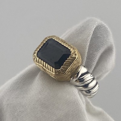Sterlingsilber schwarzer Spinell Solitär Ring Christian James von Scott Grimes Größe 6