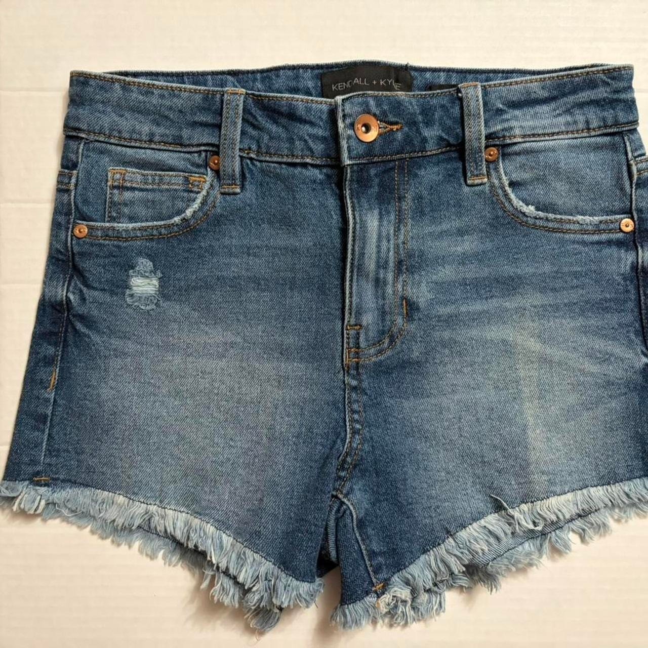 Kendall + Kylie The Drifter High Rise Distressed Denim Shorts Blue Size 3/26