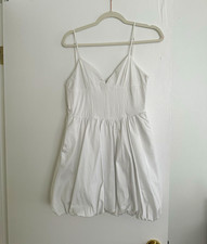 ZARA White Solid Mini Dress, V-Neck, Adjustable Straps, Zip, Women’s S