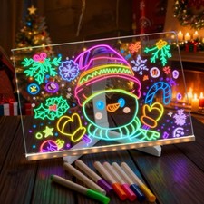 LED Note Board with Colors, Glowing Acrylic Message Marker Board, Illuminatin...