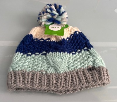 NEW Bula Jackson Pom Beanie Fleece Lined Flint Colored Striped - New w/ Tags