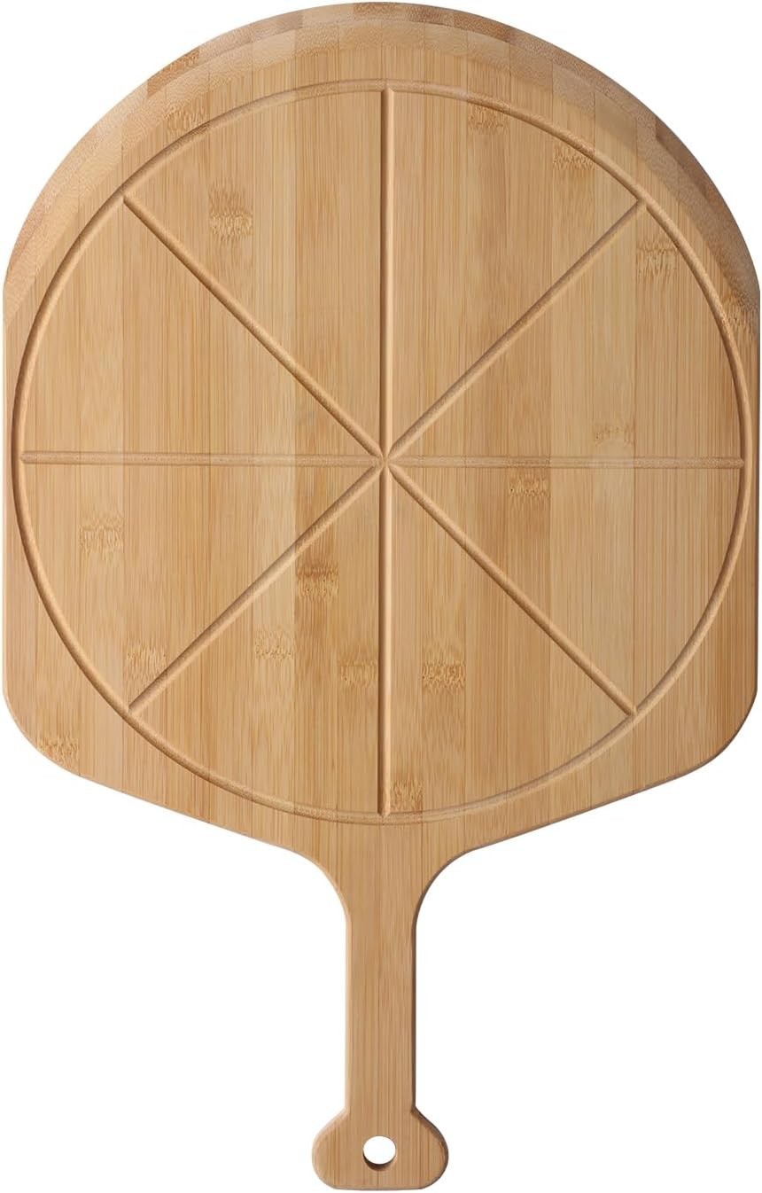 12” Bamboo Pizza Peel - Lightweight Smooth Wooden Pizza Paddle and Pizza Cutting