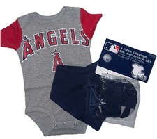 Los Angeles Angeles MLB 3 Piece Baby Creeper, Bib  Bootie Set, Size 3/6 Months